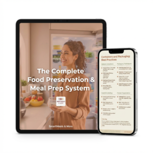 Food preservation and freezer meal prep system digital guide displayed on tablet screen