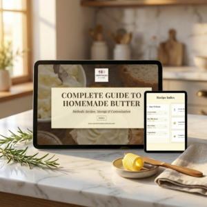 Complete guide to homemade butter – digital PDF guide showing butter making methods recipes and storage techniques